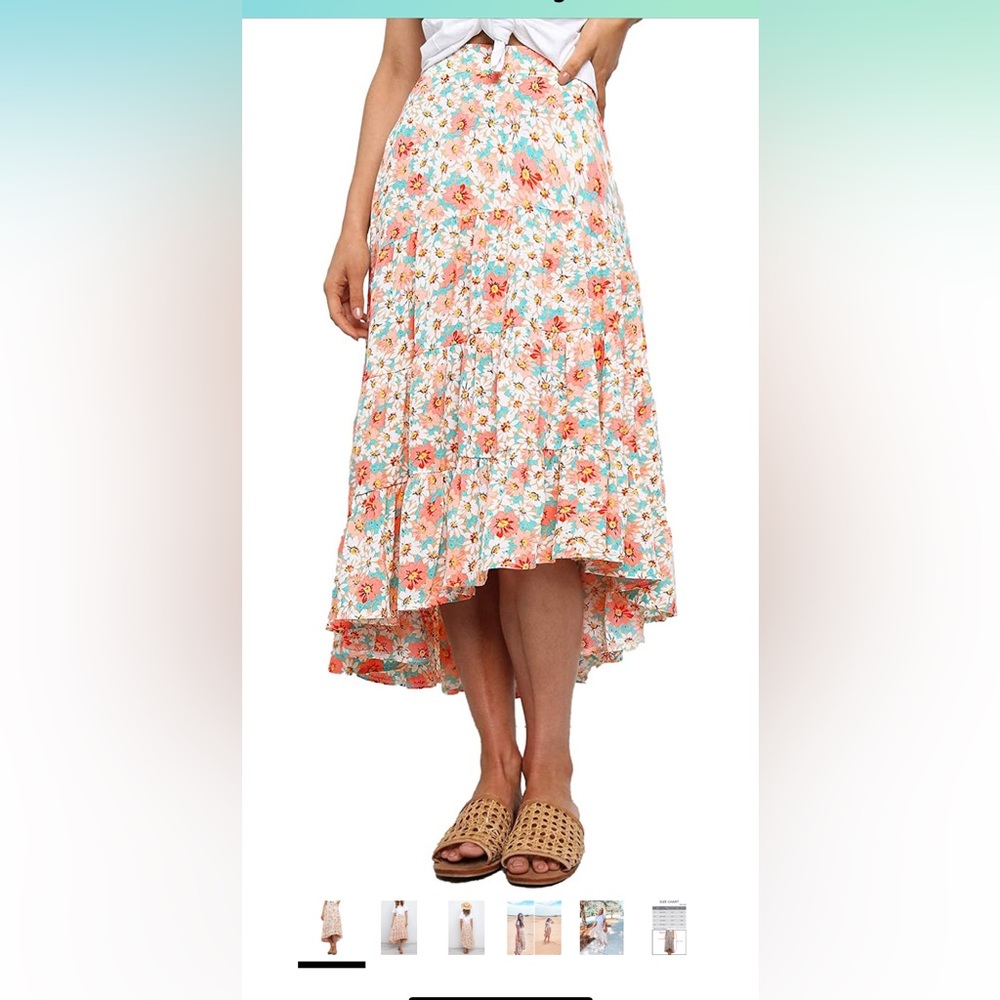 Floral high low skirt